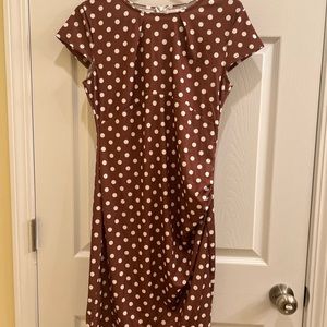 “Pretty Woman” Brown and White Polka dress. Size Medium
